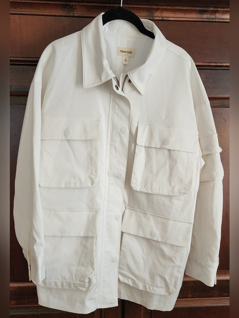 Open Edit White Utility Jacket, NWT, Size Small
